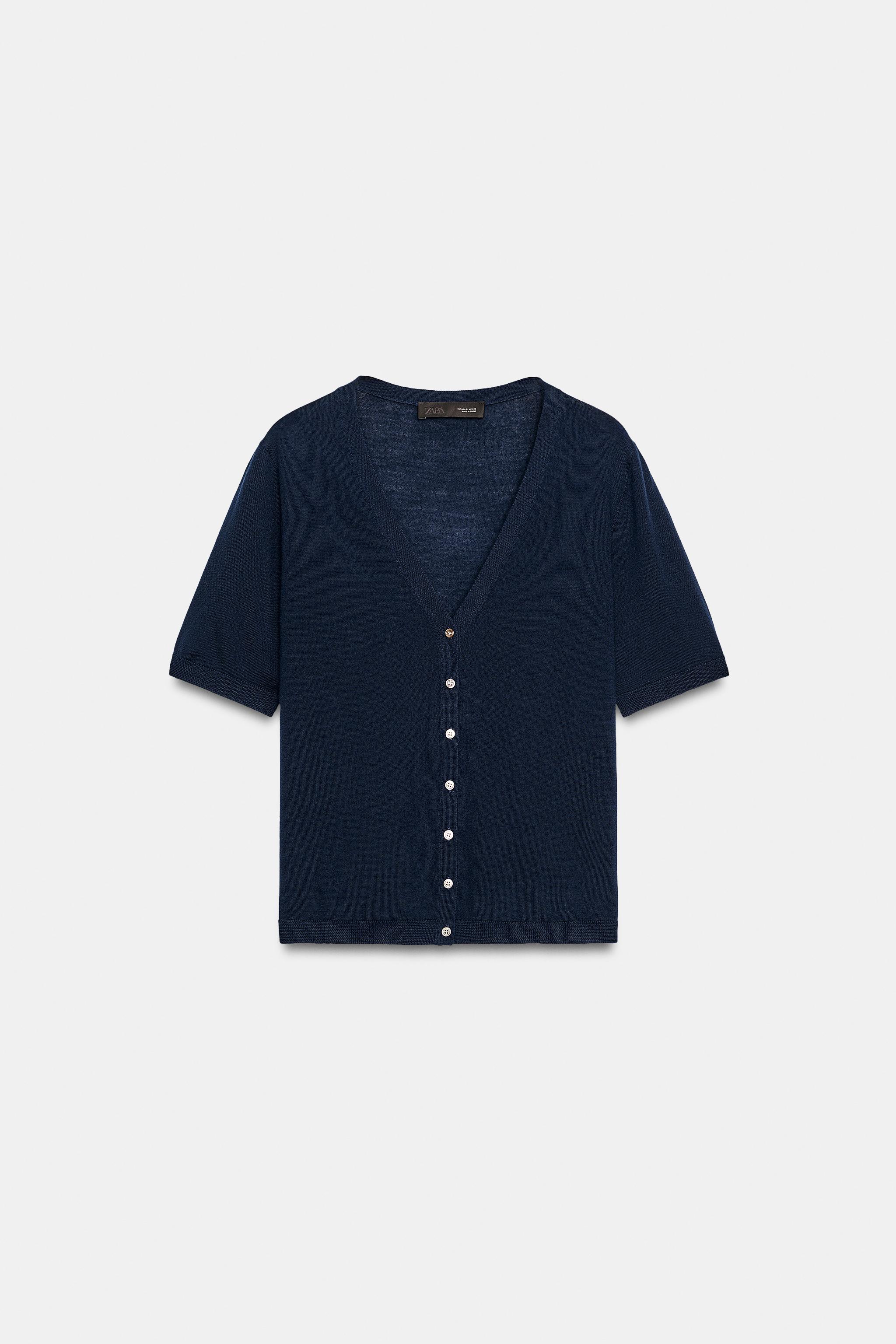 GILET 100% LAINE EXTRAFINE MANCHES COURTES